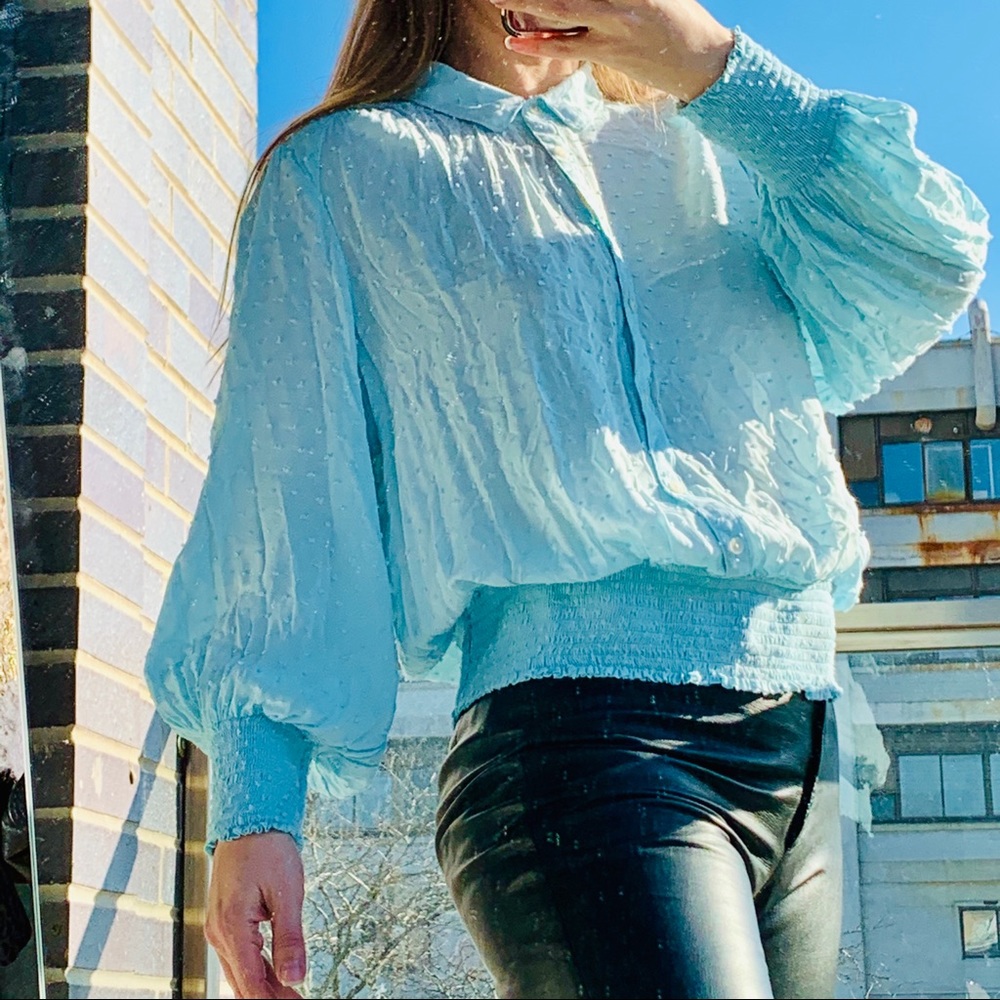 Anthropologie Maeve Turquoise Dramatic Bell Sleeve - Picture 15 of 16